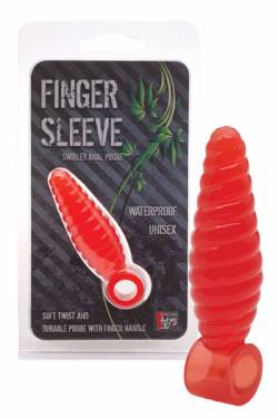 Finger Sleeve Swirled Anal Probe Red
